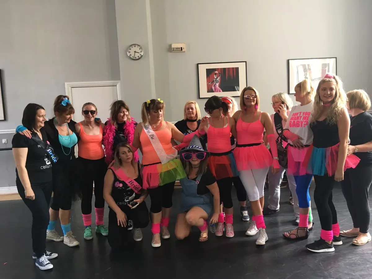 Hen party celebrating after class