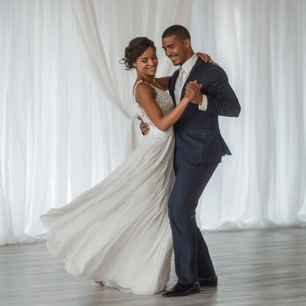 Couple rehearsing their first dance